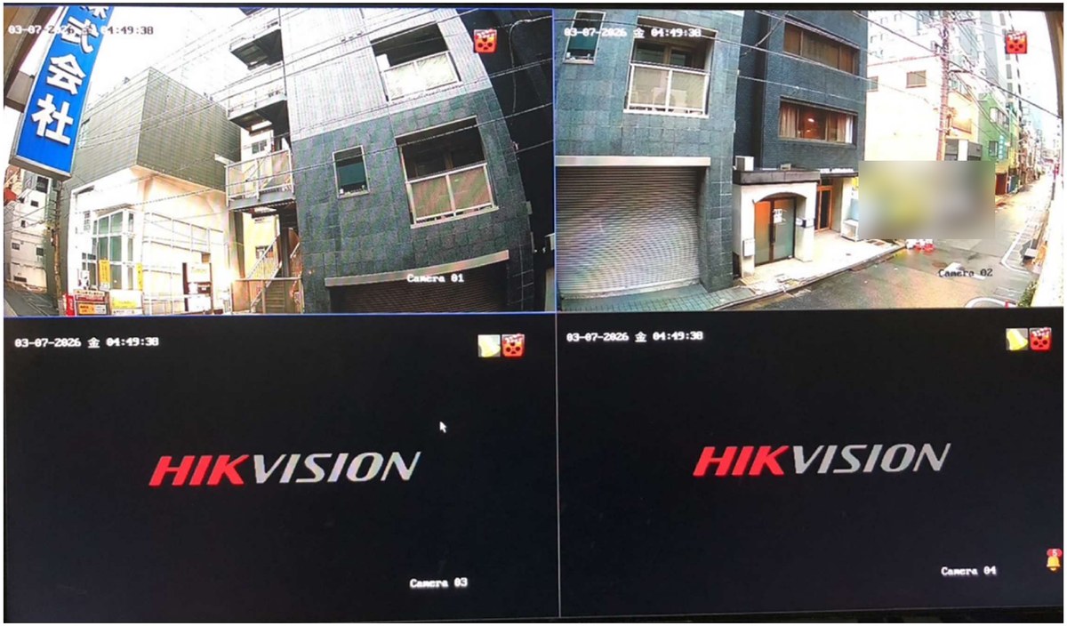 HIKVISION録画機のライブ映像で右クリックしてメニューを表示した画面