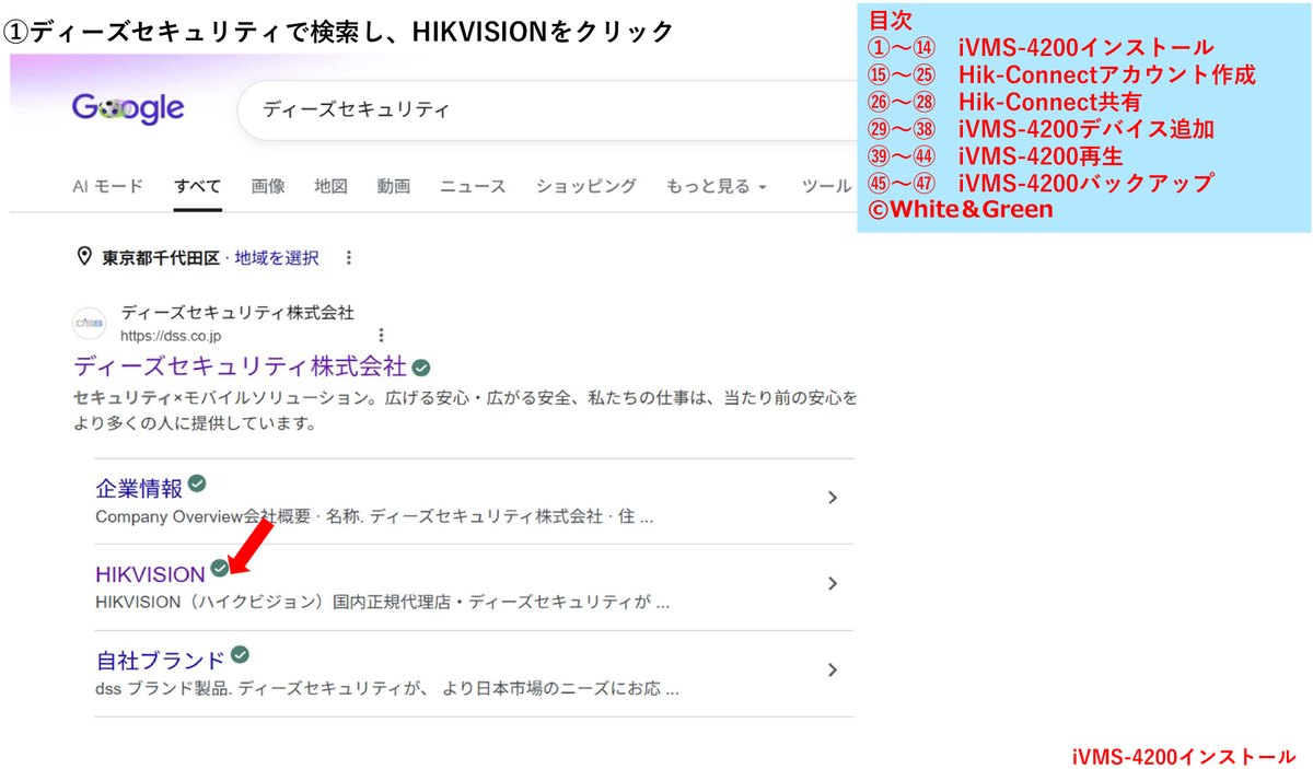 ディーズセキュリティを検索してHIKVISIONを選ぶ画面
