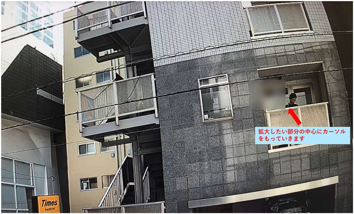 デジタルズームで拡大したい部分にカーソルを合わせた画面