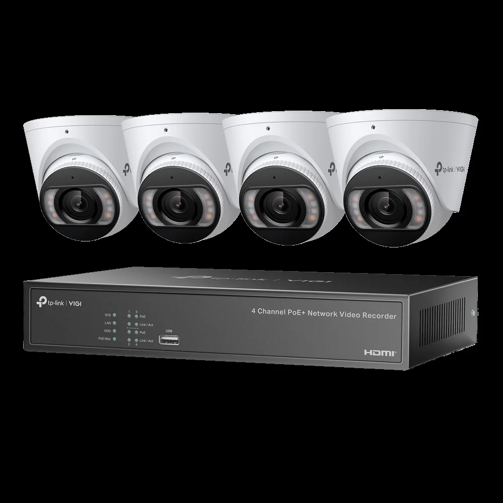 VIGI NK4P-T4425-2T 4MP フルカラー タレット型ネットワークカメラ & 4チャンネル PoE+ NVRキット